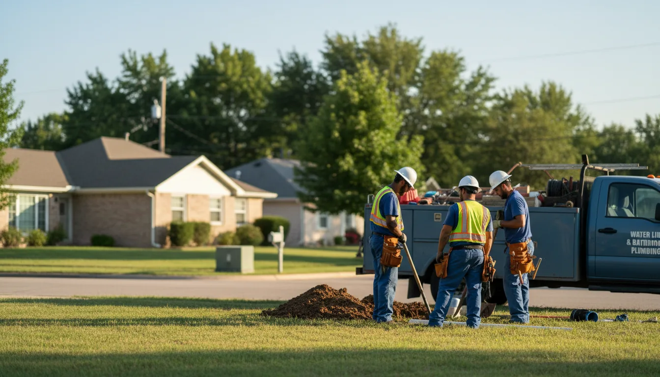 Residential water line and bathroom plumbing service in Middletown, IA